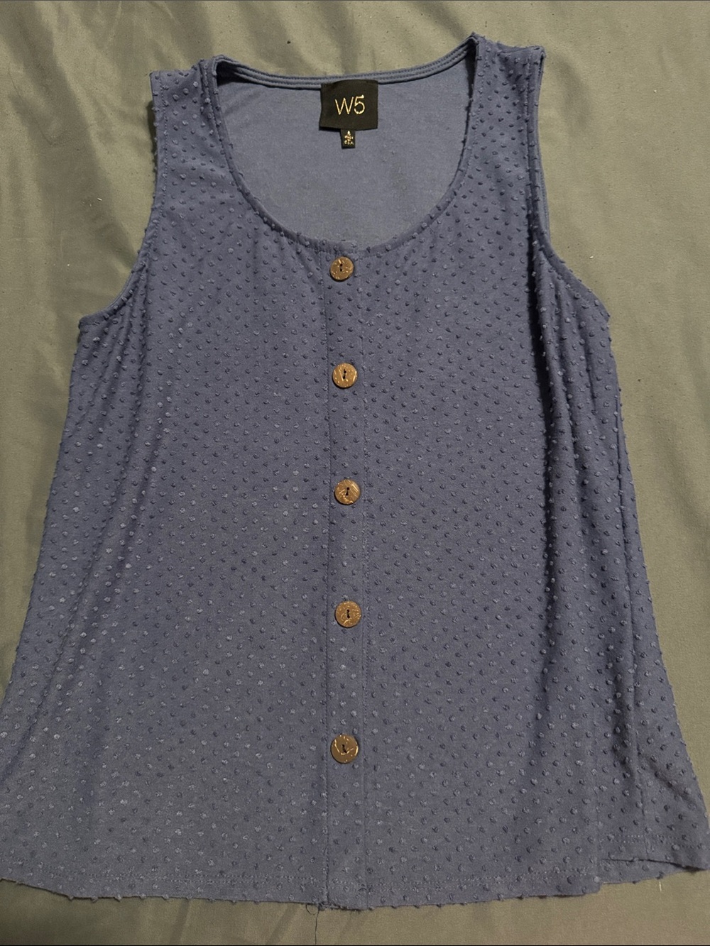 W5 Periwinkle Textured Button-Front Tank